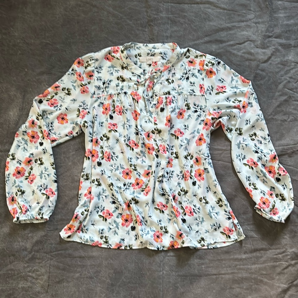 Floral watercolor Loft blouse L
